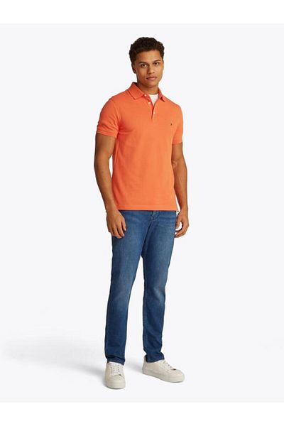 Tommy Hilfiger Men's Cotton Orange Polo up Closed Outpost Broken T-Shirt