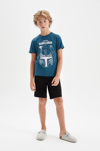 DeFacto Set de pijamale Star Wars Mandalorian pentru băieți - pantaloni scurți cu mâneci scurte C5503a824sm