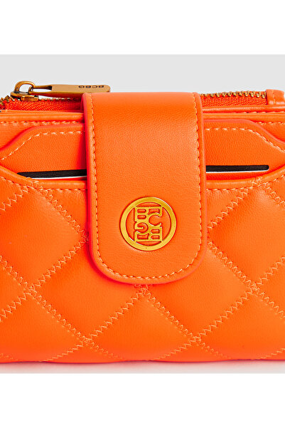 BCBG Orange Quilted Short Wallet