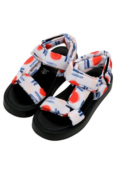 Dogo Жіночі веганські шкіряні різнокольорові сандалі на товстій підошві - Red...