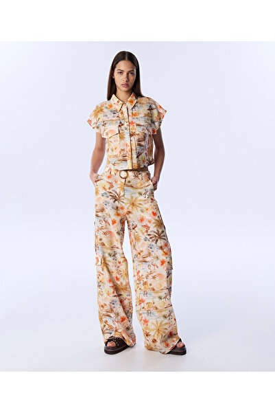 Twist DESENLİ WIDE LEG FİT PANTOLON