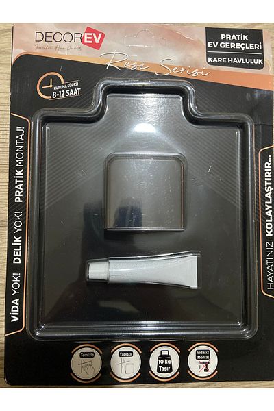 decorev Adhesive Station Towel Holder - Black Dc-5086