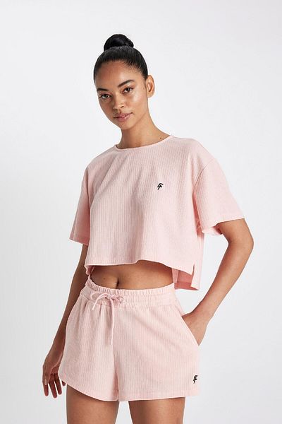 DeFacto Fit Cropped Fit Rundhalsausschnitt Sportler Rib Kurzarm T-Shirt A9916ax24sm