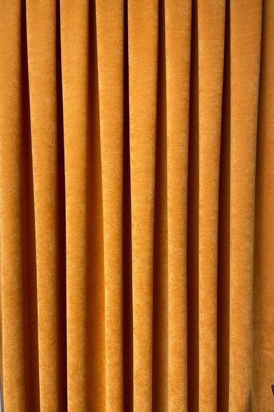 Cortibo Barcelona Orange Velvet Textured Background Curtain - Non- Pleated