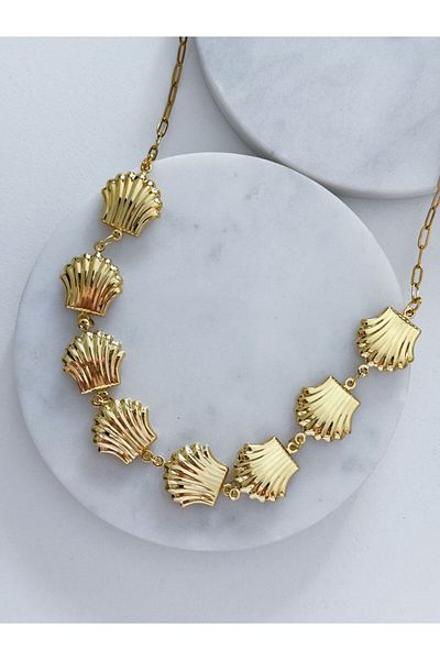 CHARMLUCKY STEEL SEA SHELL NECKLACE