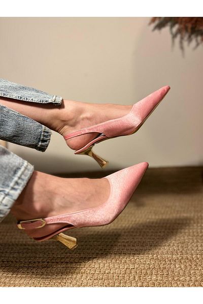 Satenora Pantofi cu toc din satin roz cu model Powerpuff