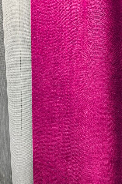 Cortibo Fuchsia Barcelona Velvet Textured Curtain - Non- Pleated