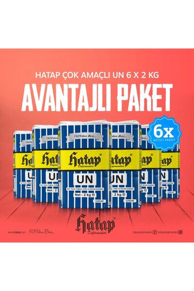Hatap Değirmenleri Hatap Çok Amaçlı Un 6 X 2 Kg Avantajlı Paket