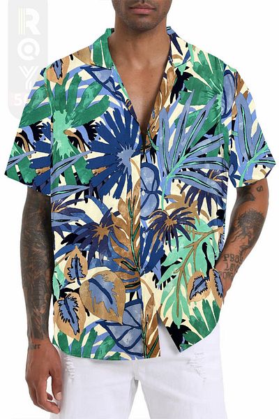 ROY501 Men's Short Sleeve Shirt Amazon Pattern Short Sleeve Shirt Summer Shirt Men's Oversize Shirt