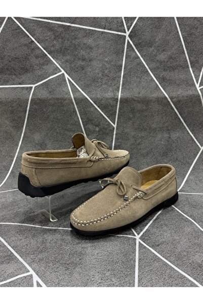 NYZ Beige Genuine Suede Leather Loafers