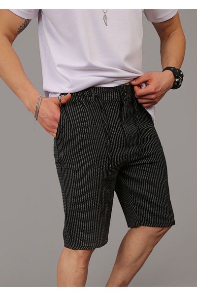 INFLUYENTE Ανδρικό μαύρο Lycra Jogger σορτς Capri με ελαστική μέση με ριγέ πίσω τσέπη με λεπτομέρεια