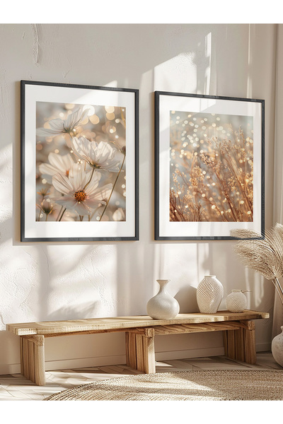 STARYUNA Siyah ahşap çerçeveli 2'li tablo seti Yuna164