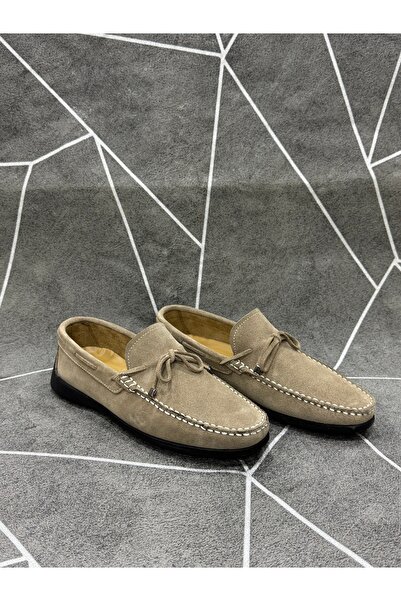 NYZ Beige Genuine Suede Leather Loafers