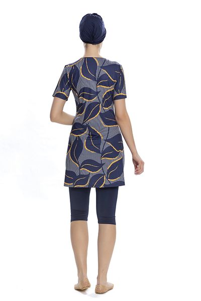 hazelin Γυναικεία παπούτσια Navy Blue Leaf Pattern Ημίκλειστα κολάν HZL25S-AR202/504