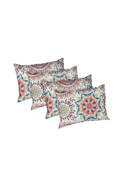 ALCAM Set Of 4 Kantha Pillows, Quilted Microfiber, 50x70 Cm