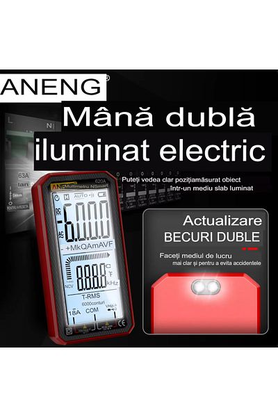 ANENG Aneng 620A True RMS Digital Multimeter, Display, Frequency Test, NCV, 4.77 inch Screen, Temp Sensors