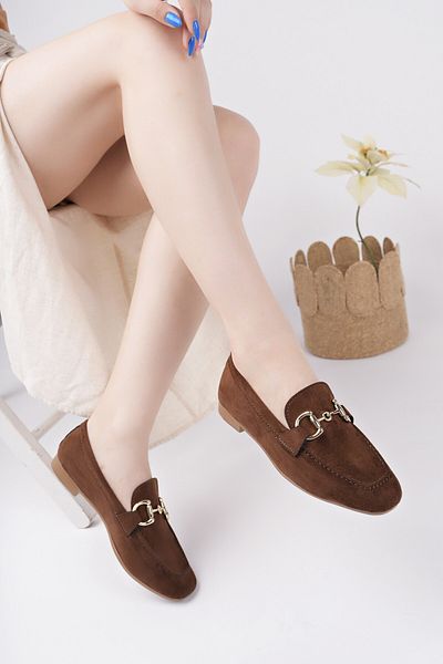 MUGGO Γυναικεία Loafer Casual Παπούτσια Mona Guaranteed Metal Buckle Leather