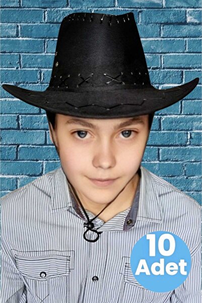 Uniquetrenders Pălărie de cowboy din nubuc pentru copii, unisex, 10 piese (vâ...