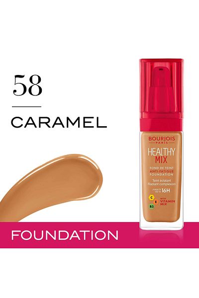 Bourjois 🌟 Bourjois Healthy Mix Anti-Fatigue Foundation – 58 Caramel (30 ml)