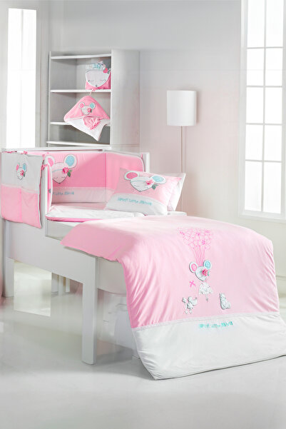SYDNEY Baby 5-Piece Sleeping Set 100% Cotton 100X135Cm Pink Dolly Duvet Cover...