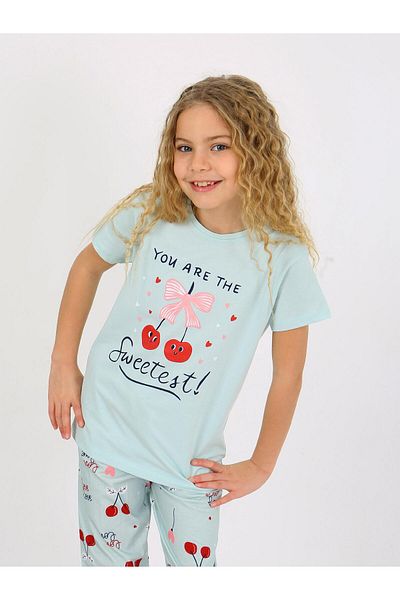 vitmo Set pijamale pentru fete - 100% bumbac mâneci cireșe