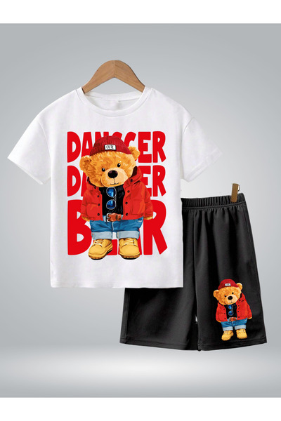 GLOWES Set pantaloni scurți alb-negru pre-imprimat pentru copii unisex