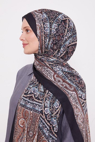Levidor Ethnic Love Shawl with Black-Orange Edge Stripe