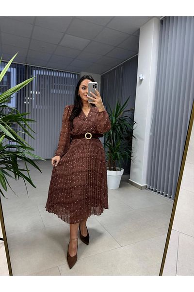 caddstore Polka Dot Detailed Chiffon Dress