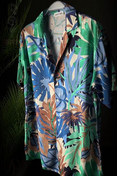 ROY501 Men's Short Sleeve Shirt Amazon Pattern Short Sleeve Shirt Summer Shirt Men's Oversize Shirt