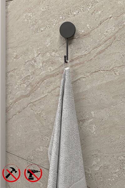 BellaBagno Lotus Yapışkanlı Siyah Tekli Askılık, Banyo Askısı