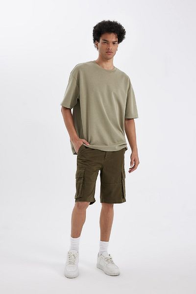 DeFacto Relax Fit Flat Leg Gabardine Cargo Βερμούδες Σορτς C5382ax24sm
