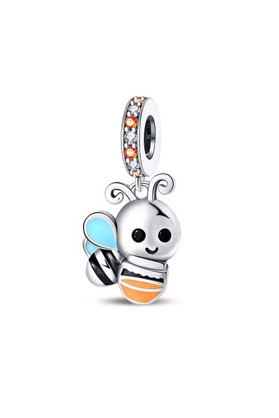 Fubena Cute Honey Bee and Hive Hanging Silver Charm