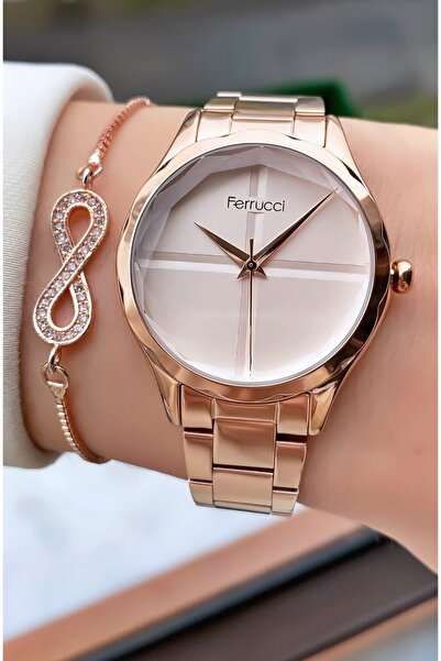 Ferrucci Marka Rose Gold Renk Çelik Kordon 2 Yıl Garantili Kadın Kol Saati - ...