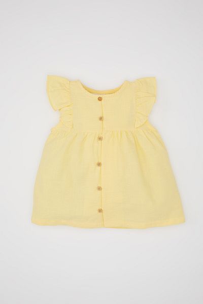 DeFacto Baby Girl Crewneck Gofre Textured Short Sleeve Shirt C5972a524sm
