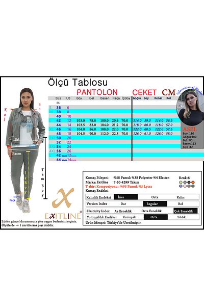 EXİTLİNE Women's Triple Suit Jacket Pants Tshirt