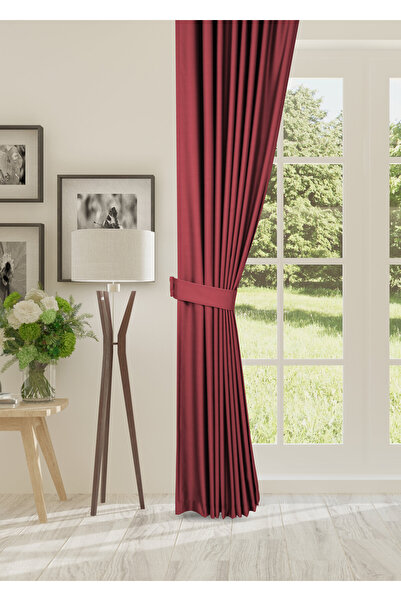 cheap's home Blackout Lightproof Background Curtain High Quality Blackout Sunshade with Extrafoam Without Pleats (Bordo)