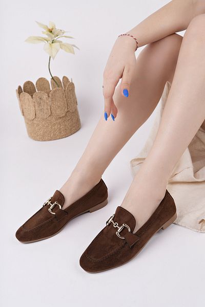 MUGGO Γυναικεία Loafer Casual Παπούτσια Mona Guaranteed Metal Buckle Leather