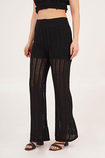 Hipo Trend Ajurlu Geniş Paça Siyah Pantolon