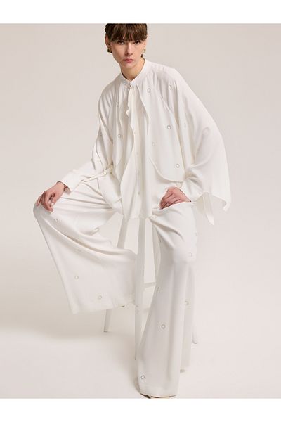 BAQA White Blouse with Shiny Stones