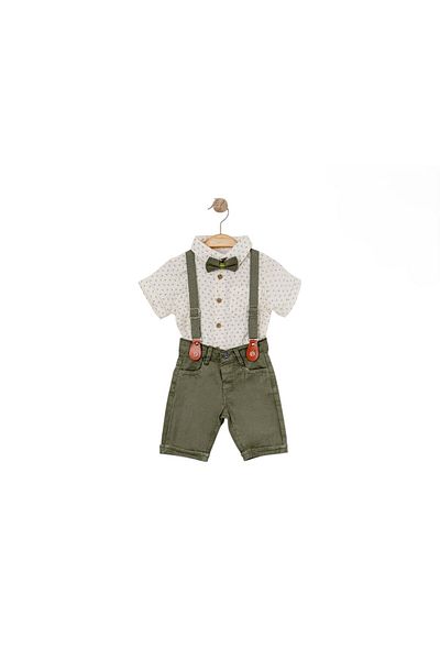 MBK GARDEN Baby Boy & Child Muslin Shirt Short Sleeve Bow Tie Denim Salopet Set of 4