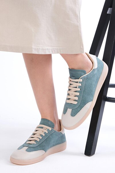 Mio Gusto Nikita Genuine Suede Petrol Green Women's Casual Sports Shoes