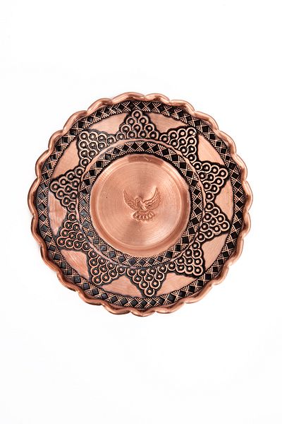 DMT COPPER HOME Gaziantep Copper Tea Plate with Grape Embroidery (1 Piece)
