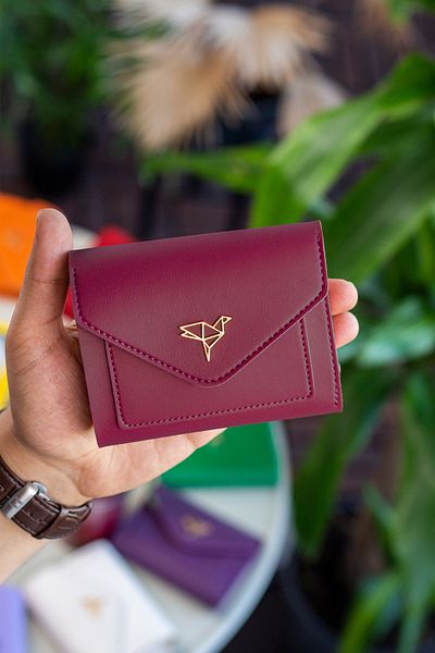 Garbalia Vegan Leather Coin Compartment Mini Claret Red Women's Wallet with Plenty of Card Holders