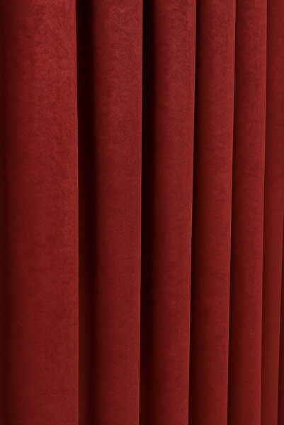 Cortibo Barcelona Velvet Textured Background Curtain Claret Red (Unpleated)
