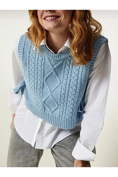 Tüy boutique Land Tie Women's Sweater with Knitting Detail