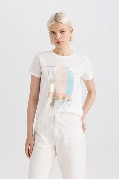 DeFacto Crew Neck Printed Regular Fit T-Shirt C7727ax24sm