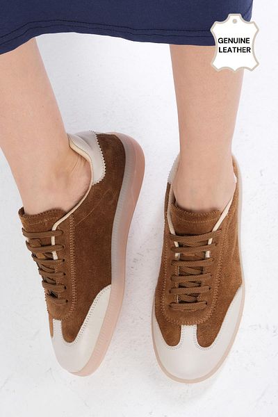 Mio Gusto Nikita Genuine Suede Tan Color Women's Casual Sports Shoes