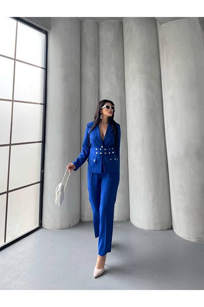 ZF BUTİK Women's Cekey Trousers Snap Detail Suit