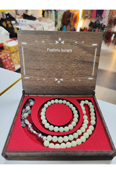 semazen Set de mărgele de rugăciune și brățări din piatră naturală cu cuarț fosforescent