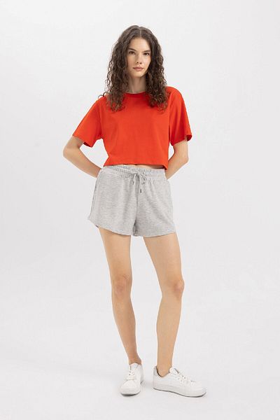 DeFacto Boxy Fit Crew nyakú fésült pamut Basic tömör rövid ujjú póló C7459ax24sm